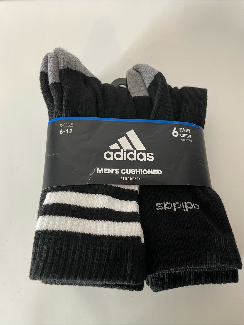 adidas Men’s Cushioned Crew Socks - Black & Gray (5 Pack)